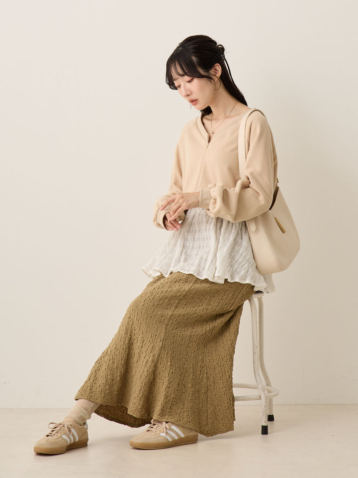 米色多层运动衫