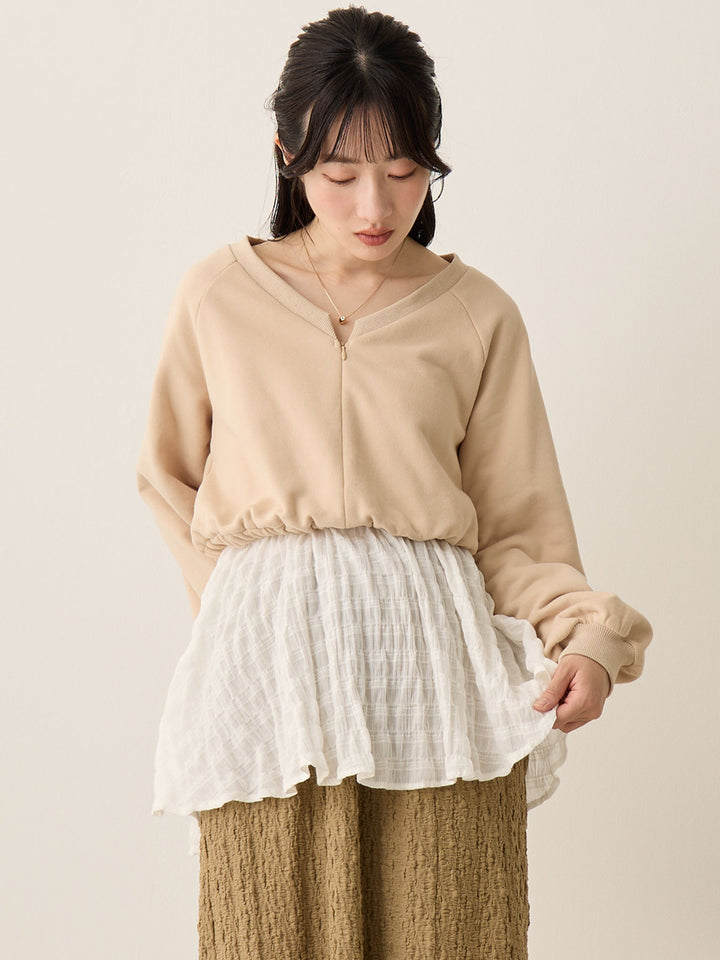 米色多层运动衫