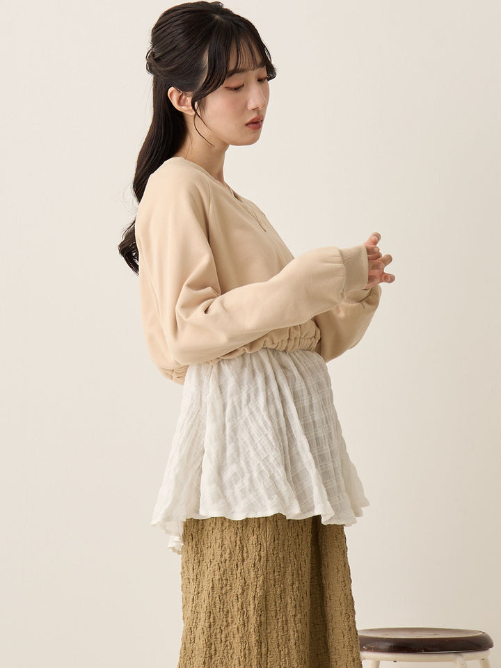 米色多层运动衫