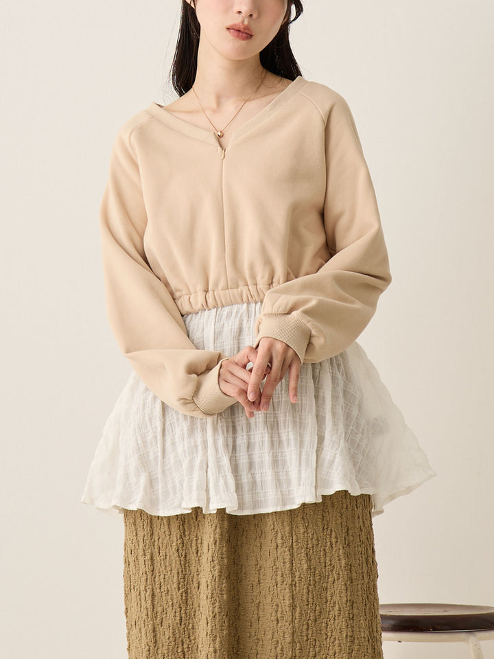 米色多层运动衫