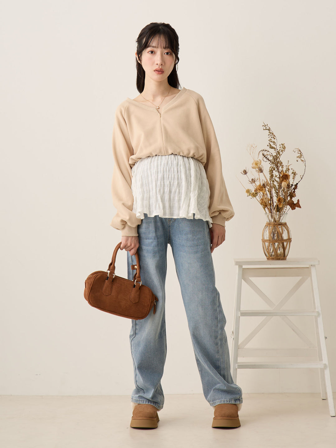 マタニティロングデニム Light blue