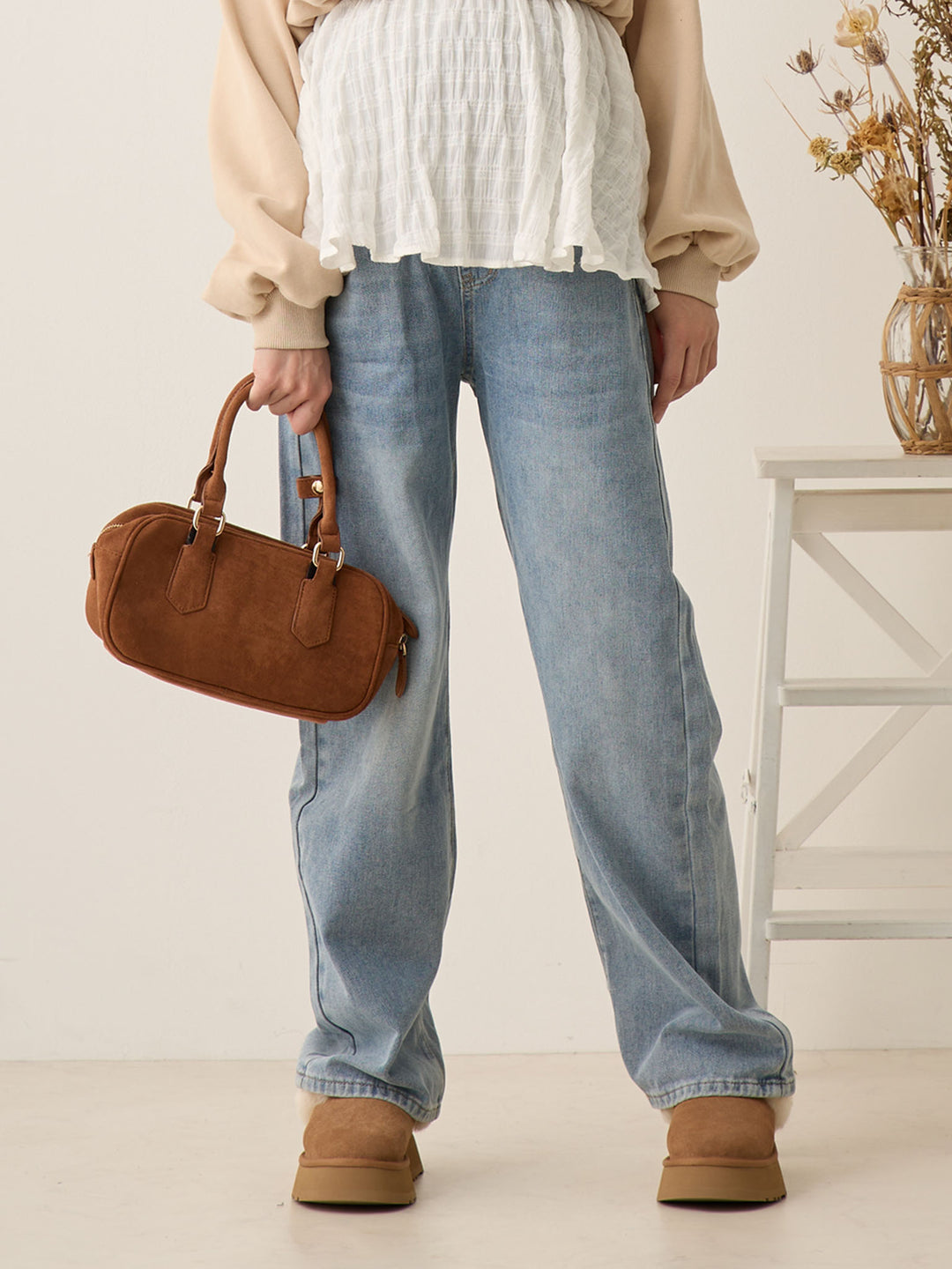 マタニティロングデニム Light blue