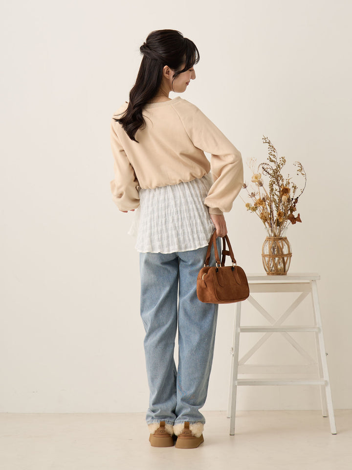 マタニティロングデニム Light blue