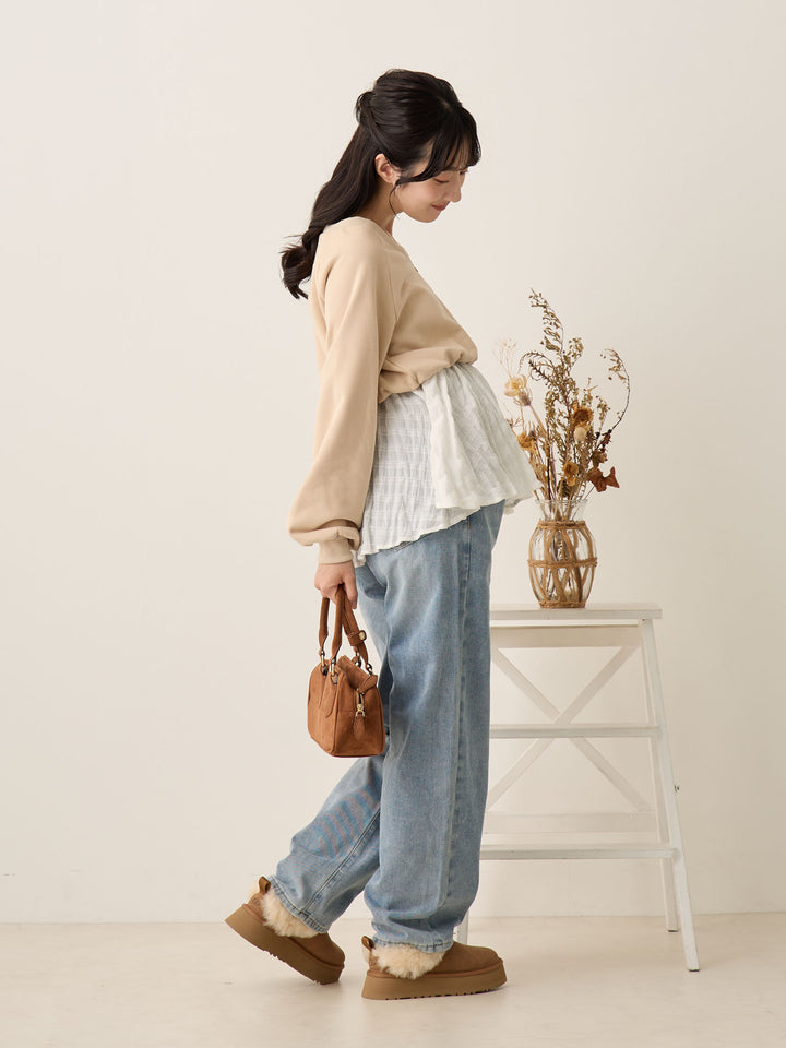 米色多层运动衫