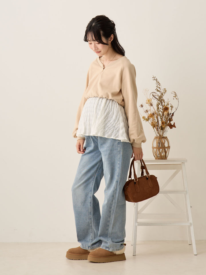 マタニティロングデニム Light blue