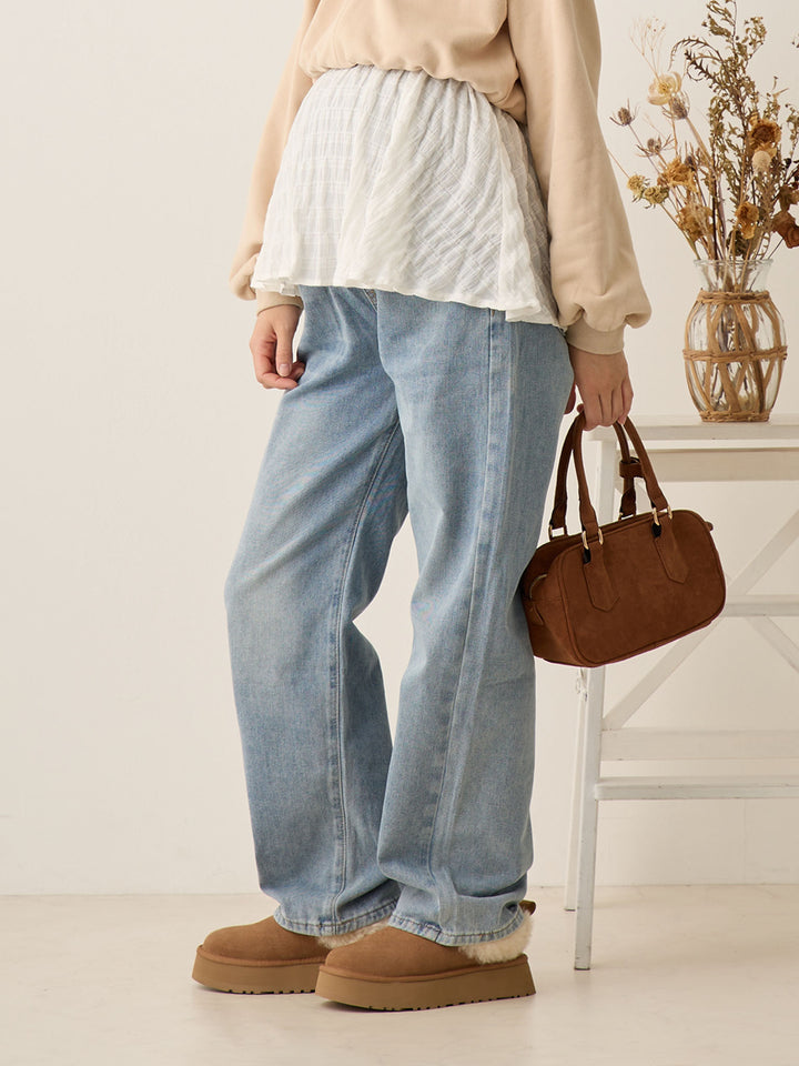 マタニティロングデニム Light blue