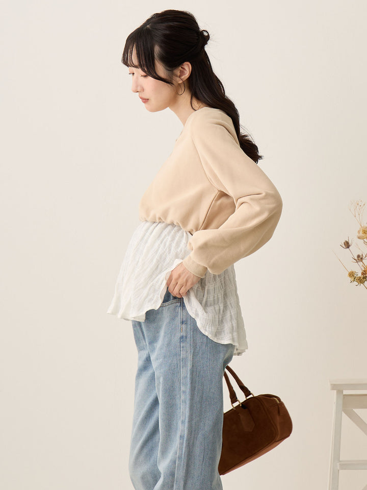 米色多层运动衫