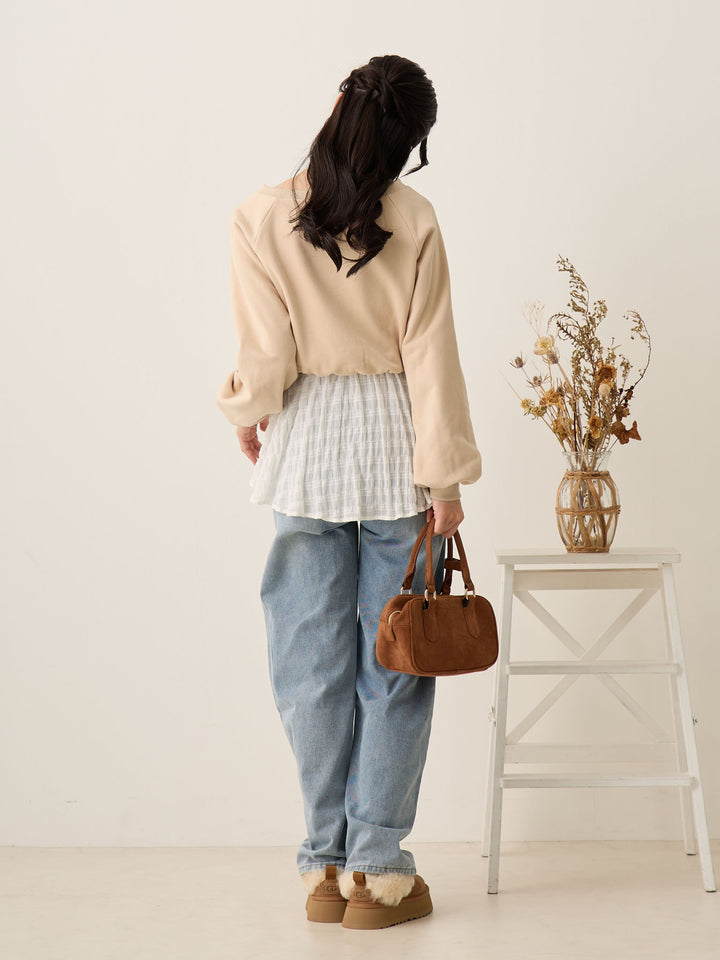 米色多层运动衫