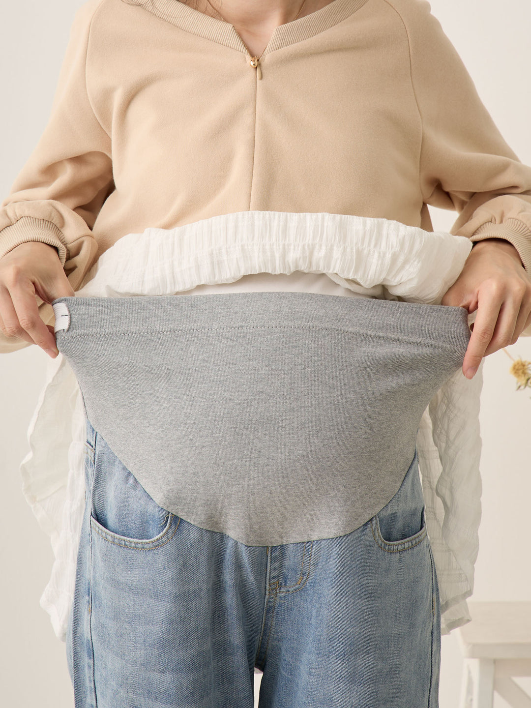 マタニティロングデニム Light blue