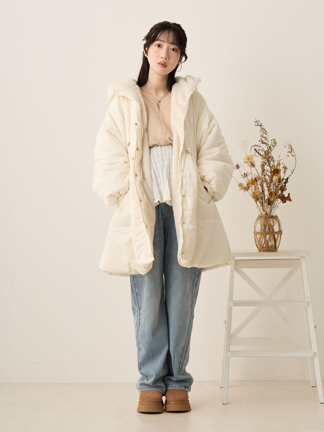 [孕妇/产后] 鸭绒外套 米色填充外套