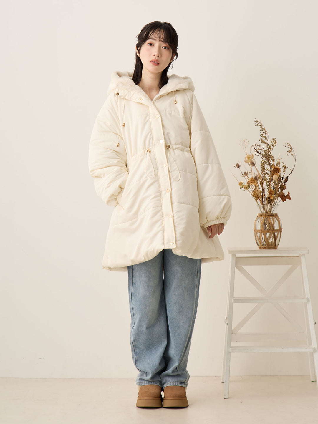[孕妇/产后] 鸭绒外套 米色填充外套