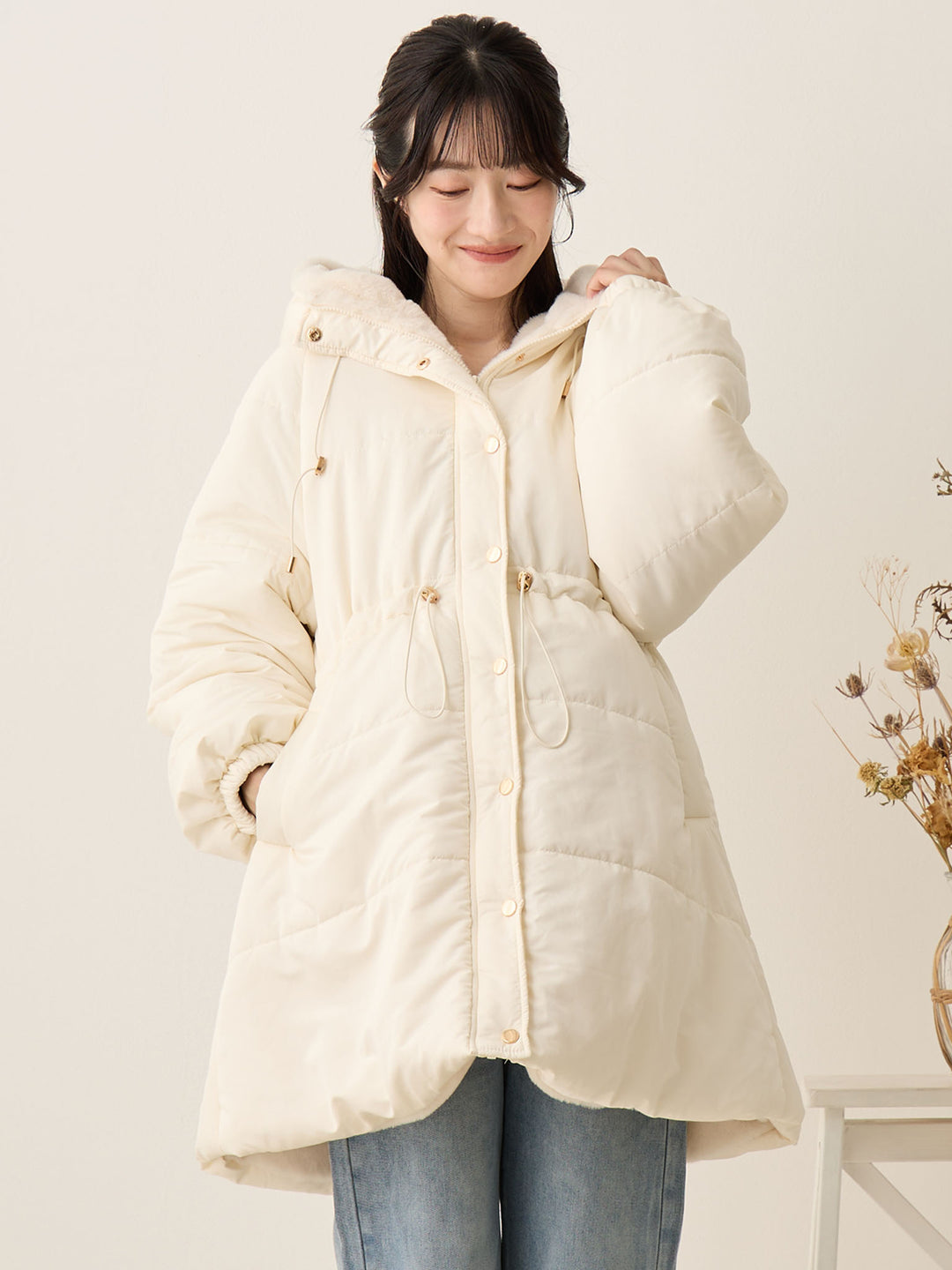 [孕妇/产后] 鸭绒外套 米色填充外套