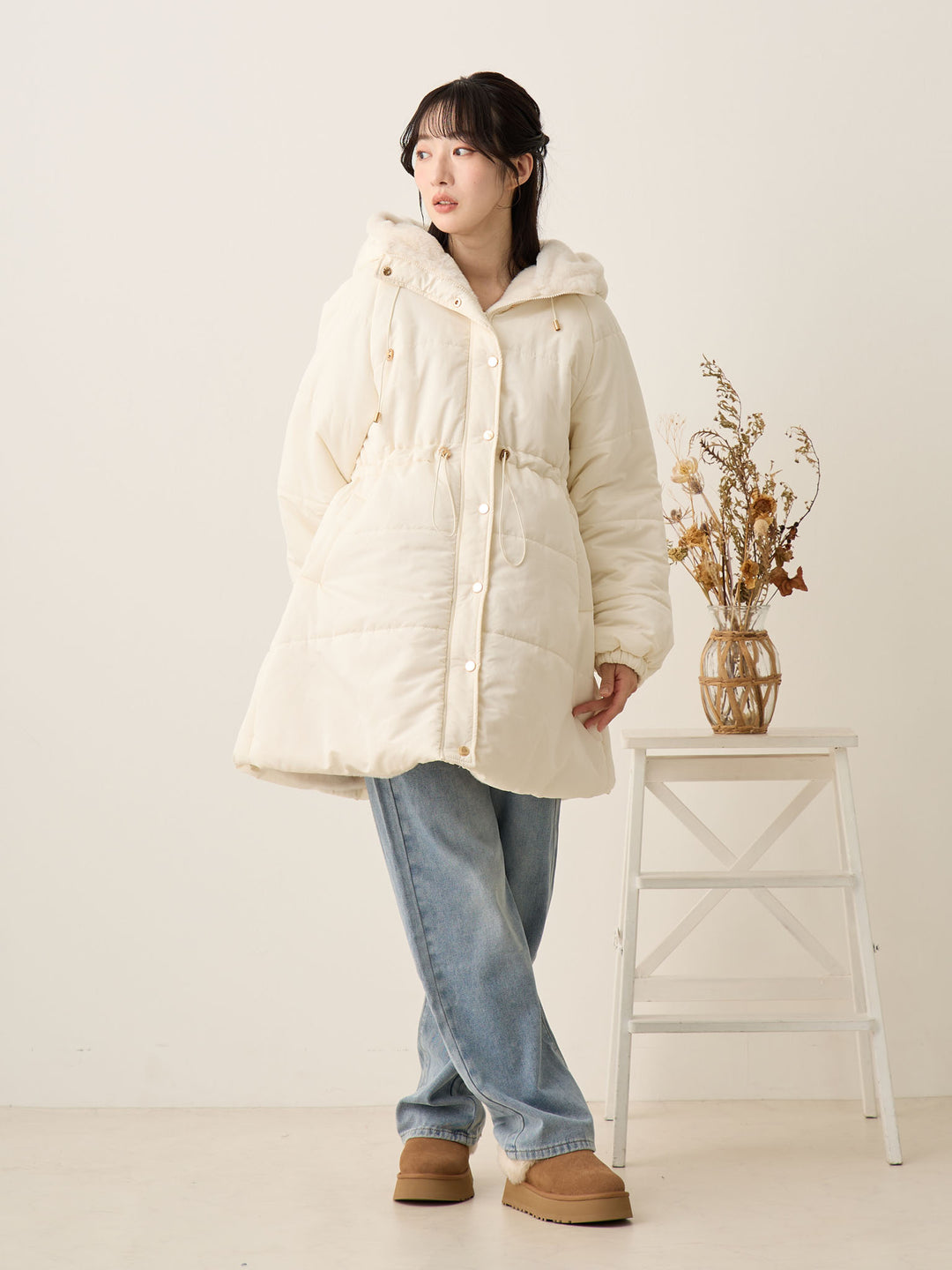 [孕妇/产后] 鸭绒外套 米色填充外套