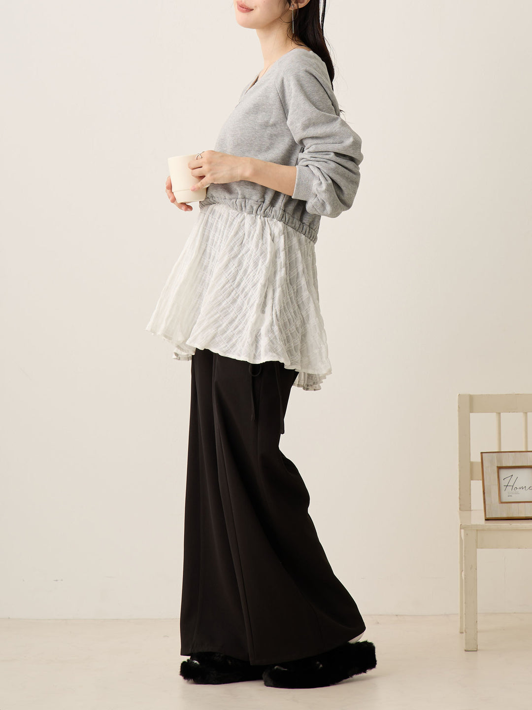 侧边蝴蝶结裤 黑色