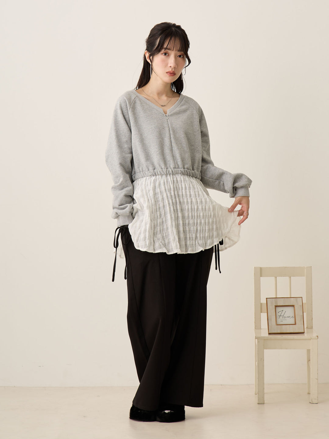 侧边蝴蝶结裤 黑色