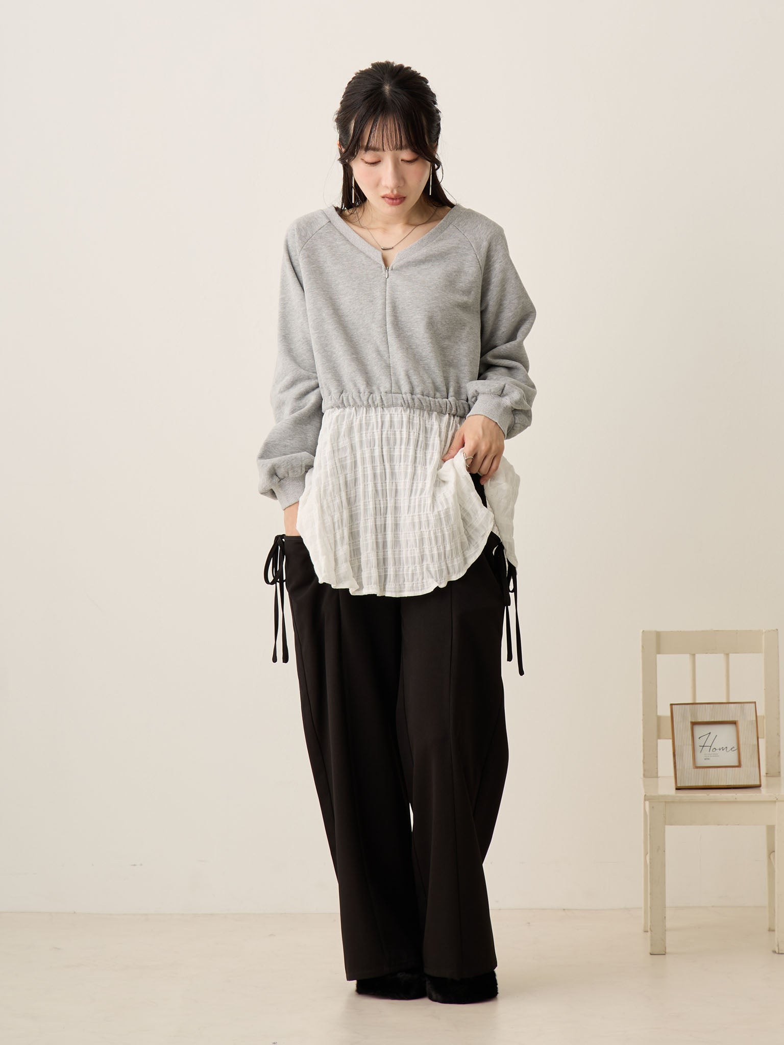 グレースウェットkeiii様 レイヤード風スウェットトップス Gray – honono for mom&baby