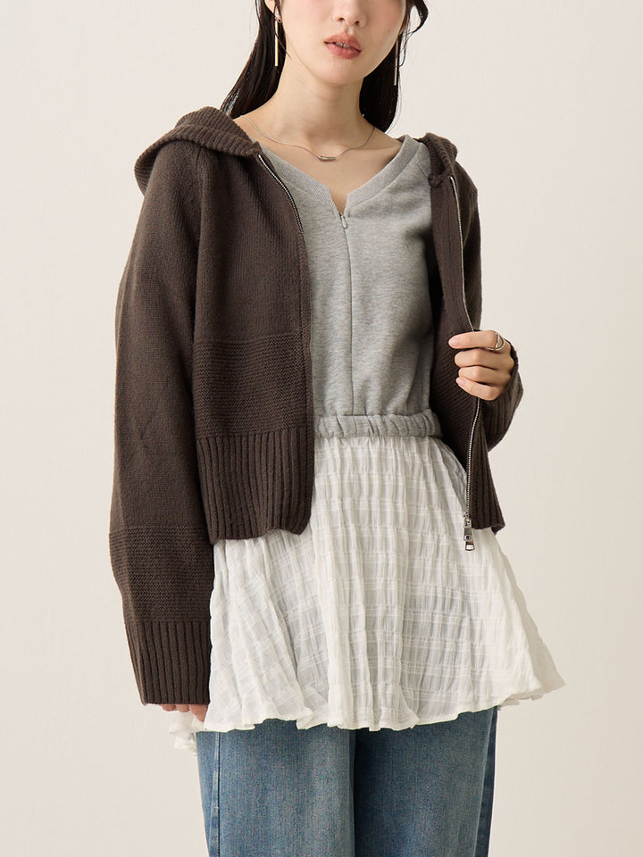 双拉链针织开衫 炭灰色