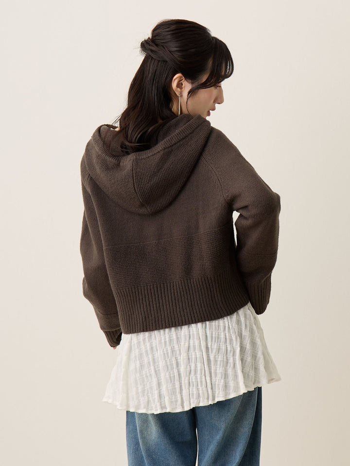 双拉链针织开衫 炭灰色