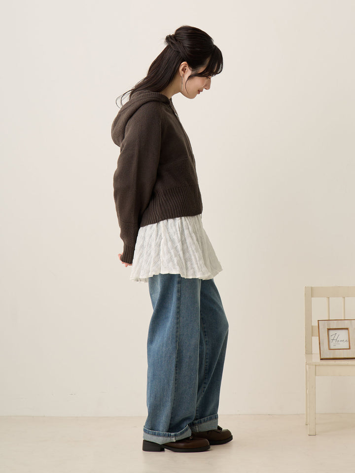 双拉链针织开衫 炭灰色