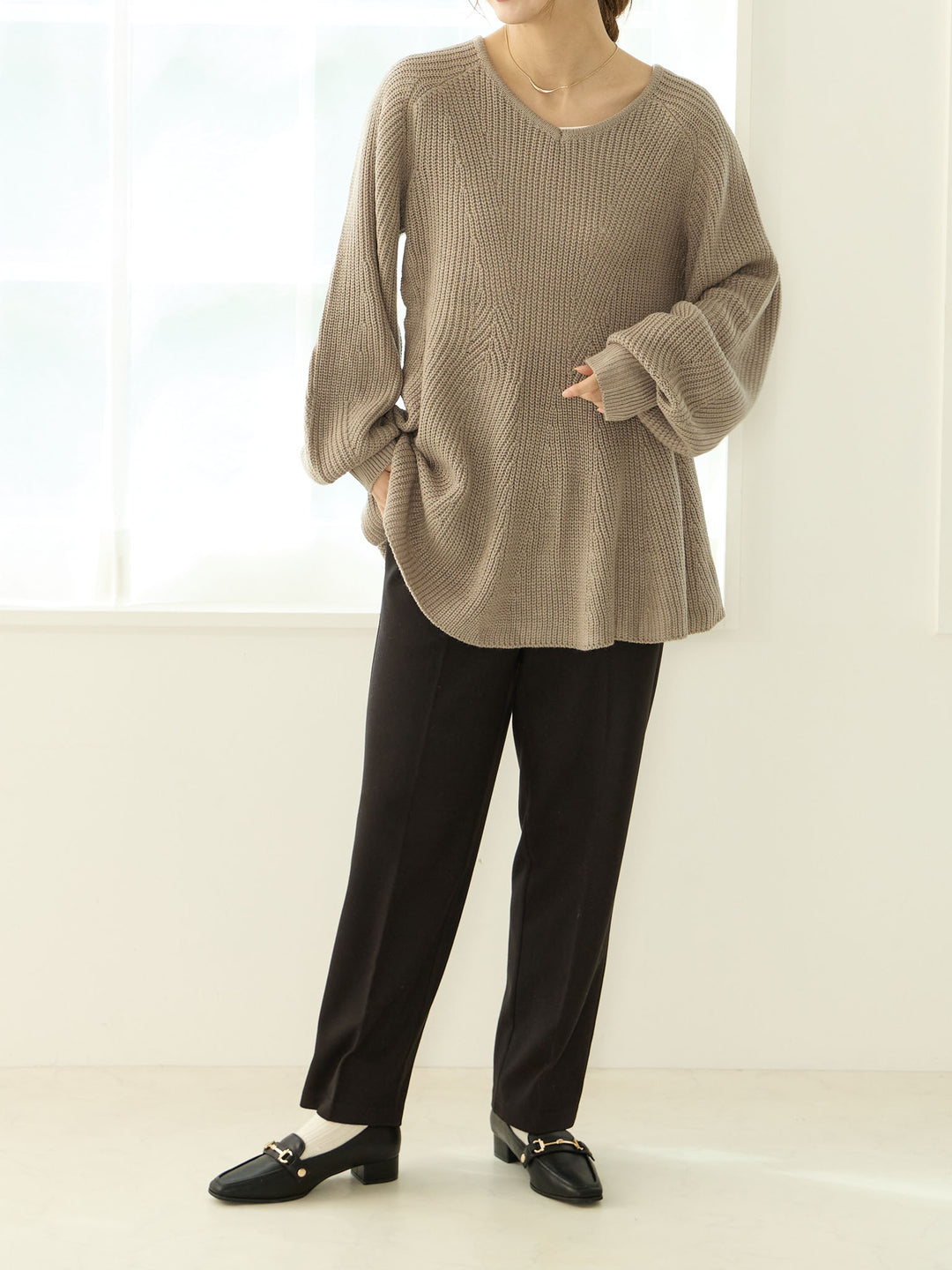 拉绒孕妇裤，塑造美丽双腿，黑色