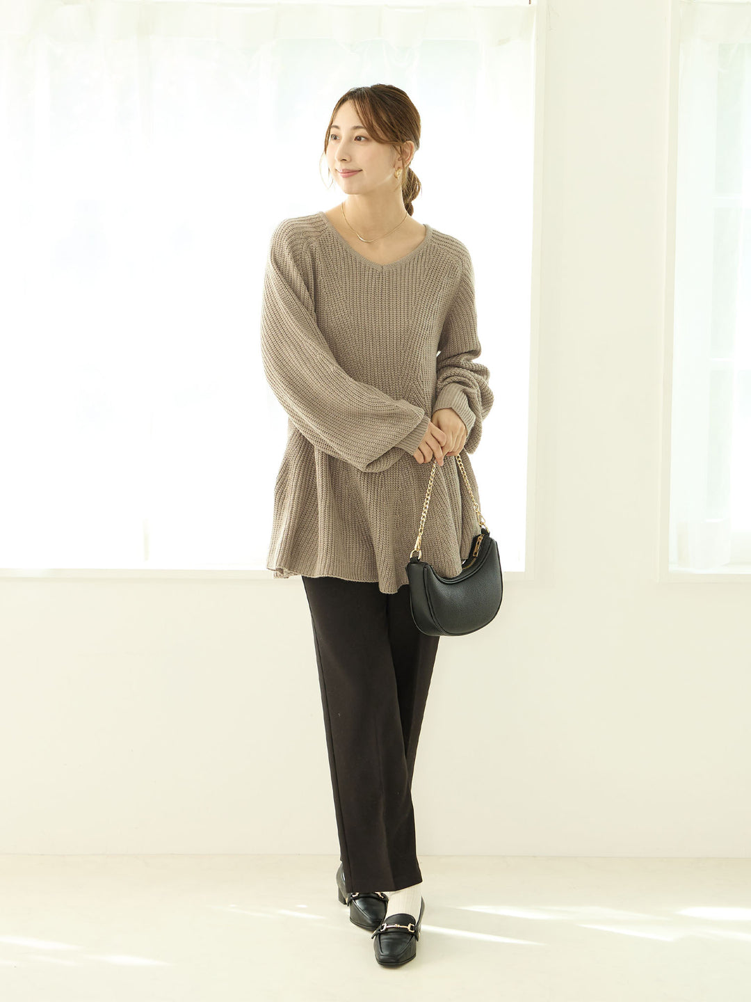 拉绒孕妇裤，塑造美丽双腿，黑色