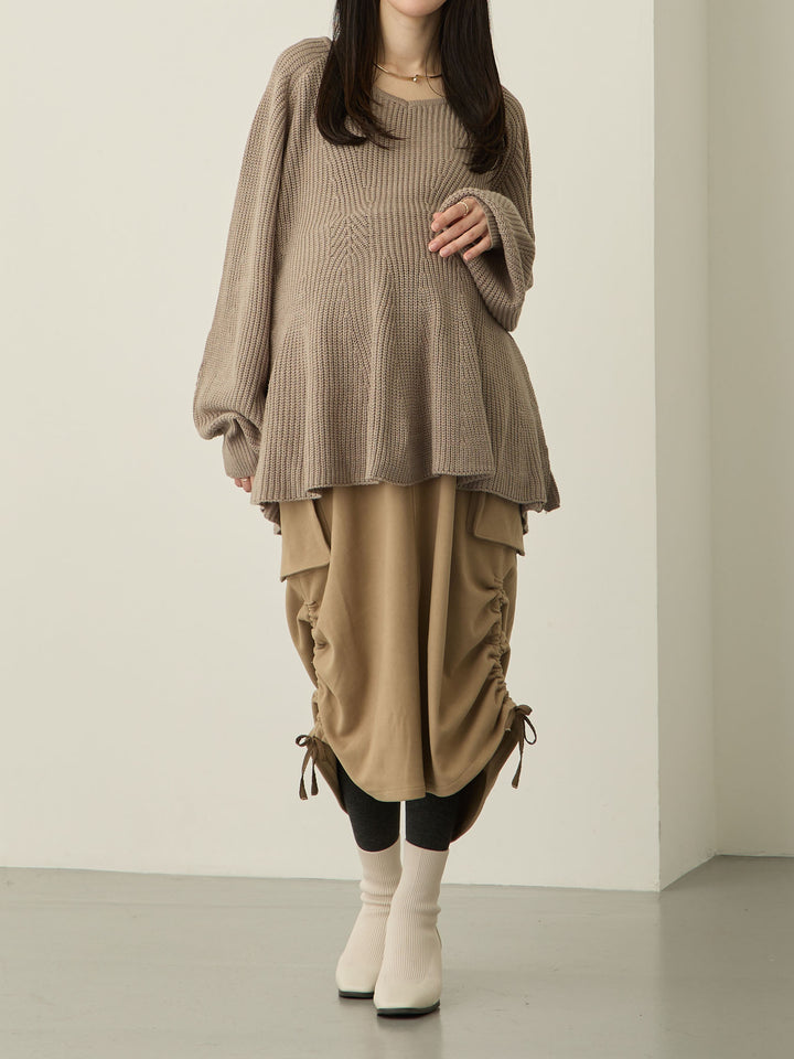 羊毛工装裙，米色