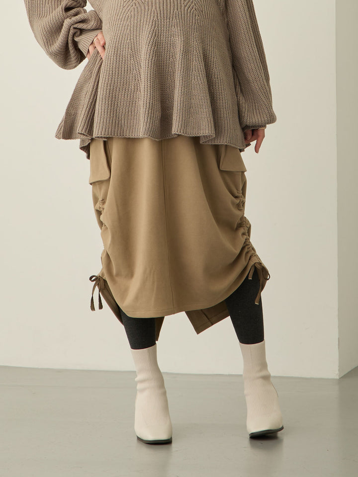 羊毛工装裙，米色