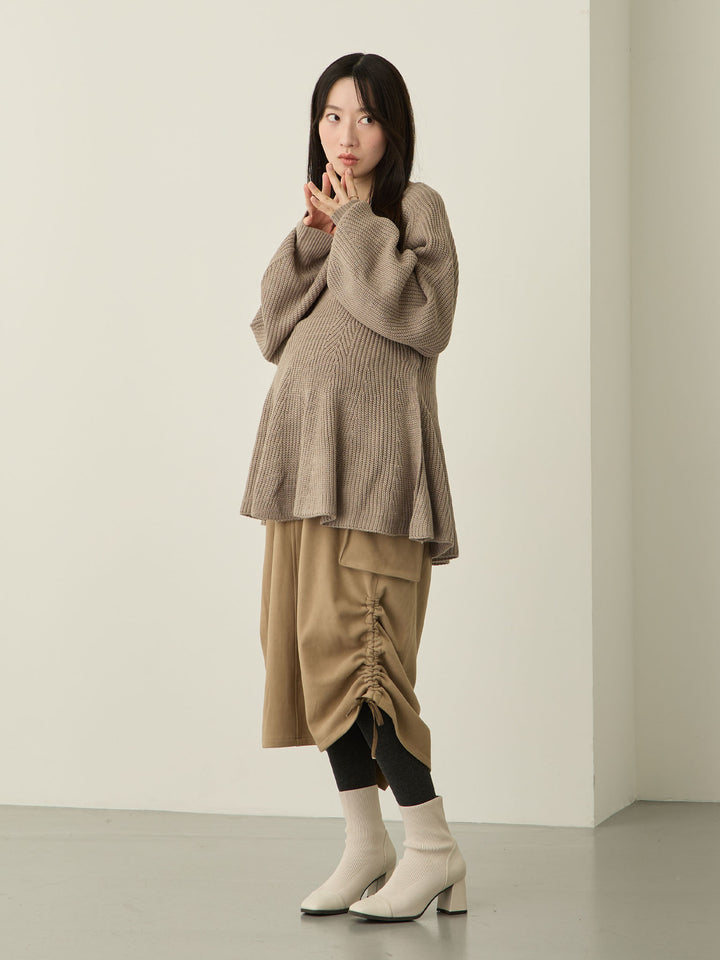 羊毛工装裙，米色