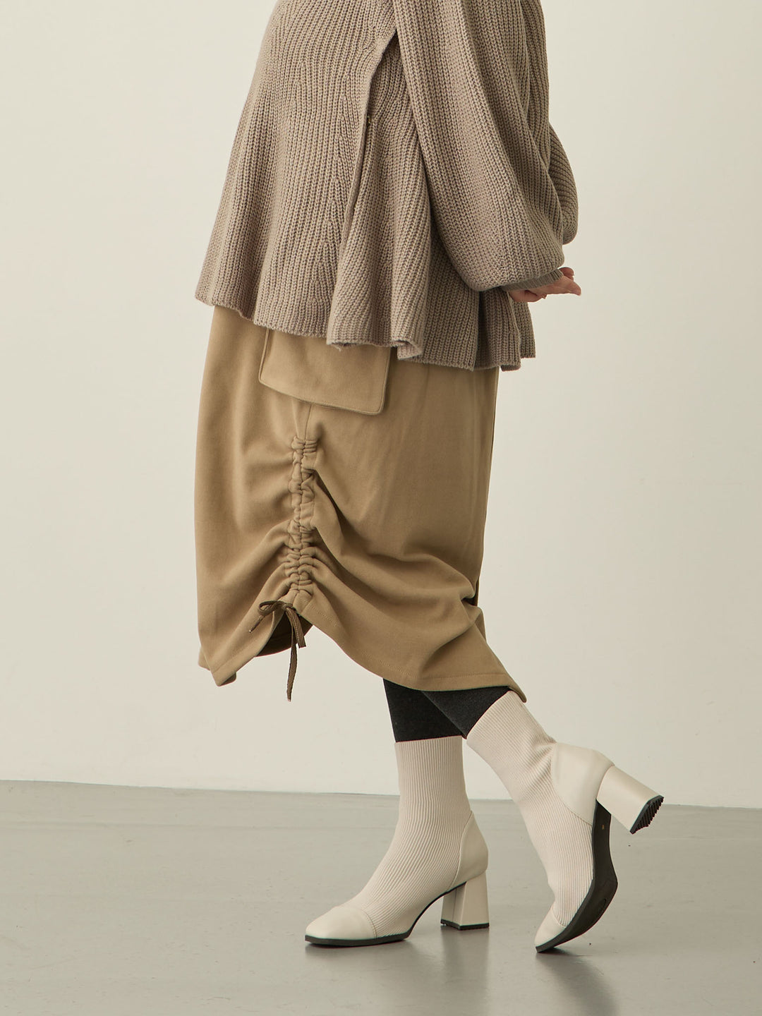 羊毛工装裙，米色