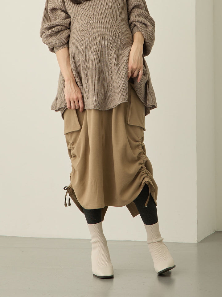 羊毛工装裙，米色