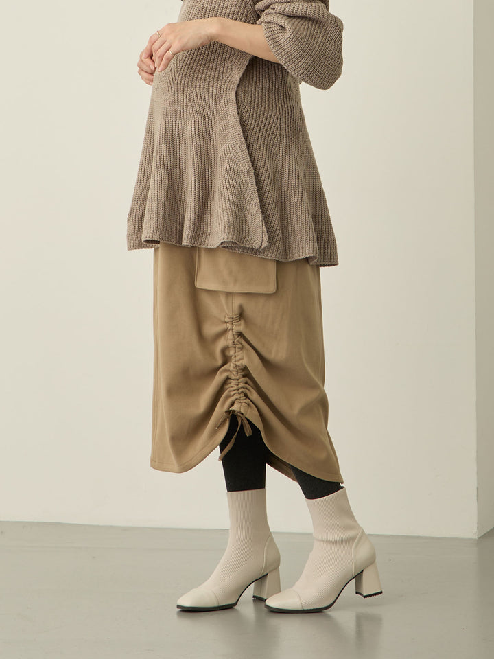 羊毛工装裙，米色