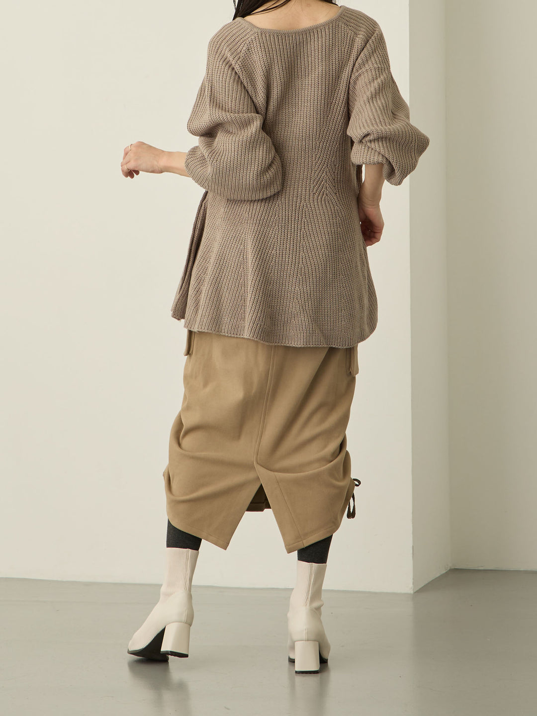 羊毛工装裙，米色