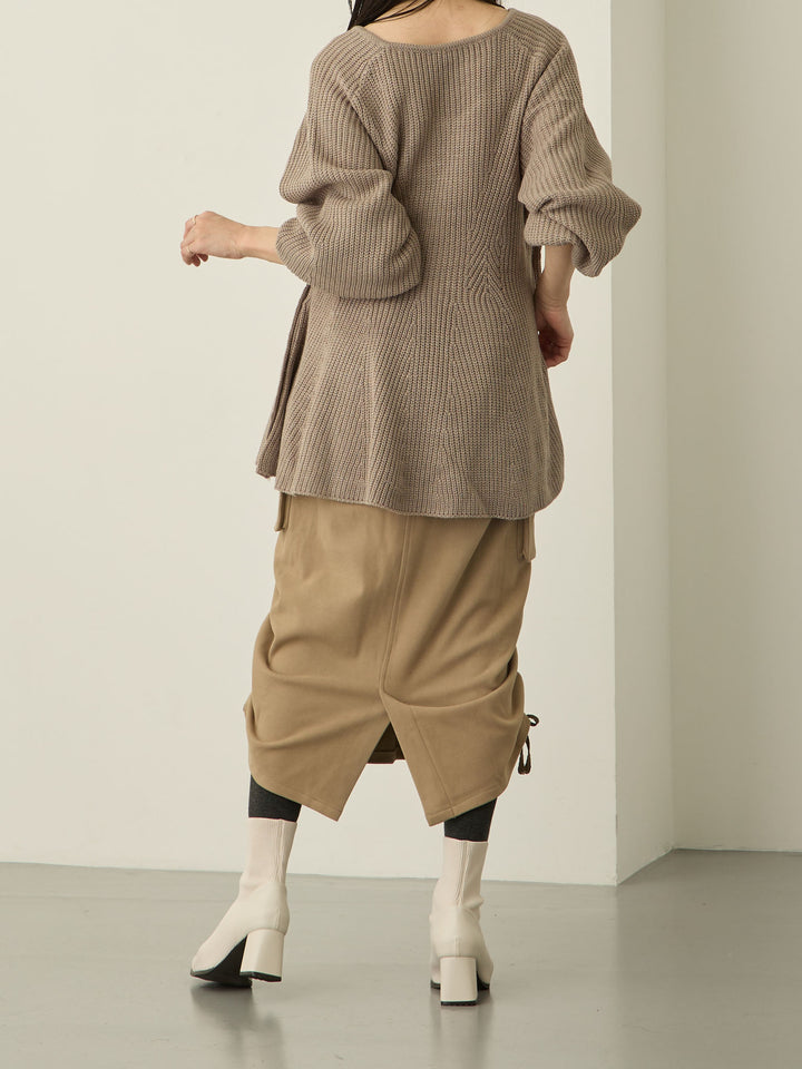 羊毛工装裙，米色