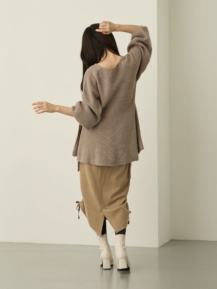 羊毛工装裙，米色