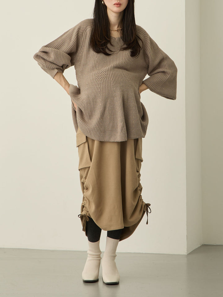 羊毛工装裙，米色