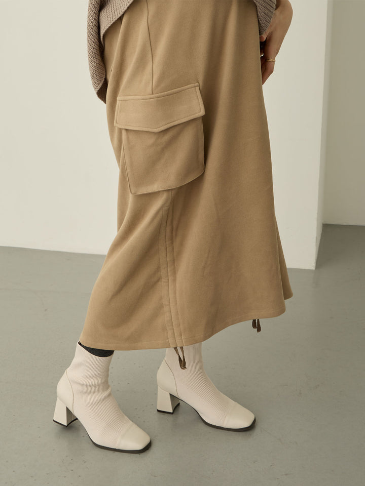 羊毛工装裙，米色