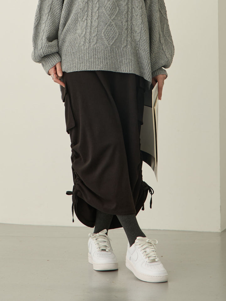 黑色羊毛工装裙