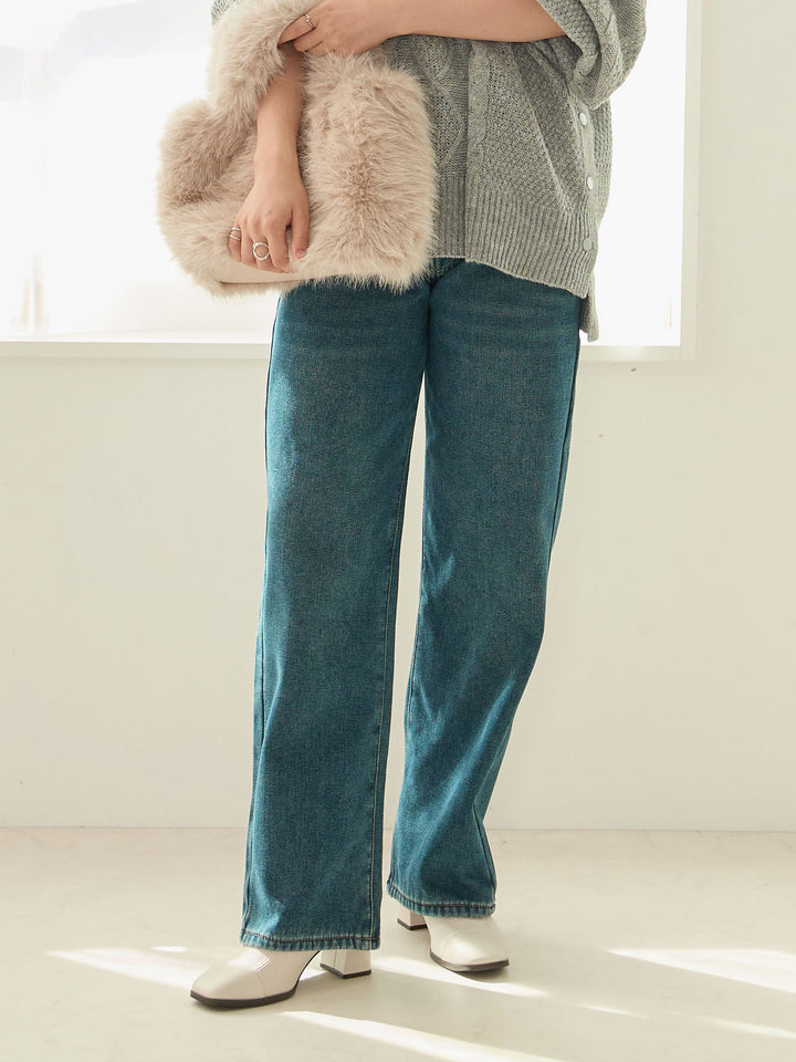 蟒蛇纹衬里长款牛仔布