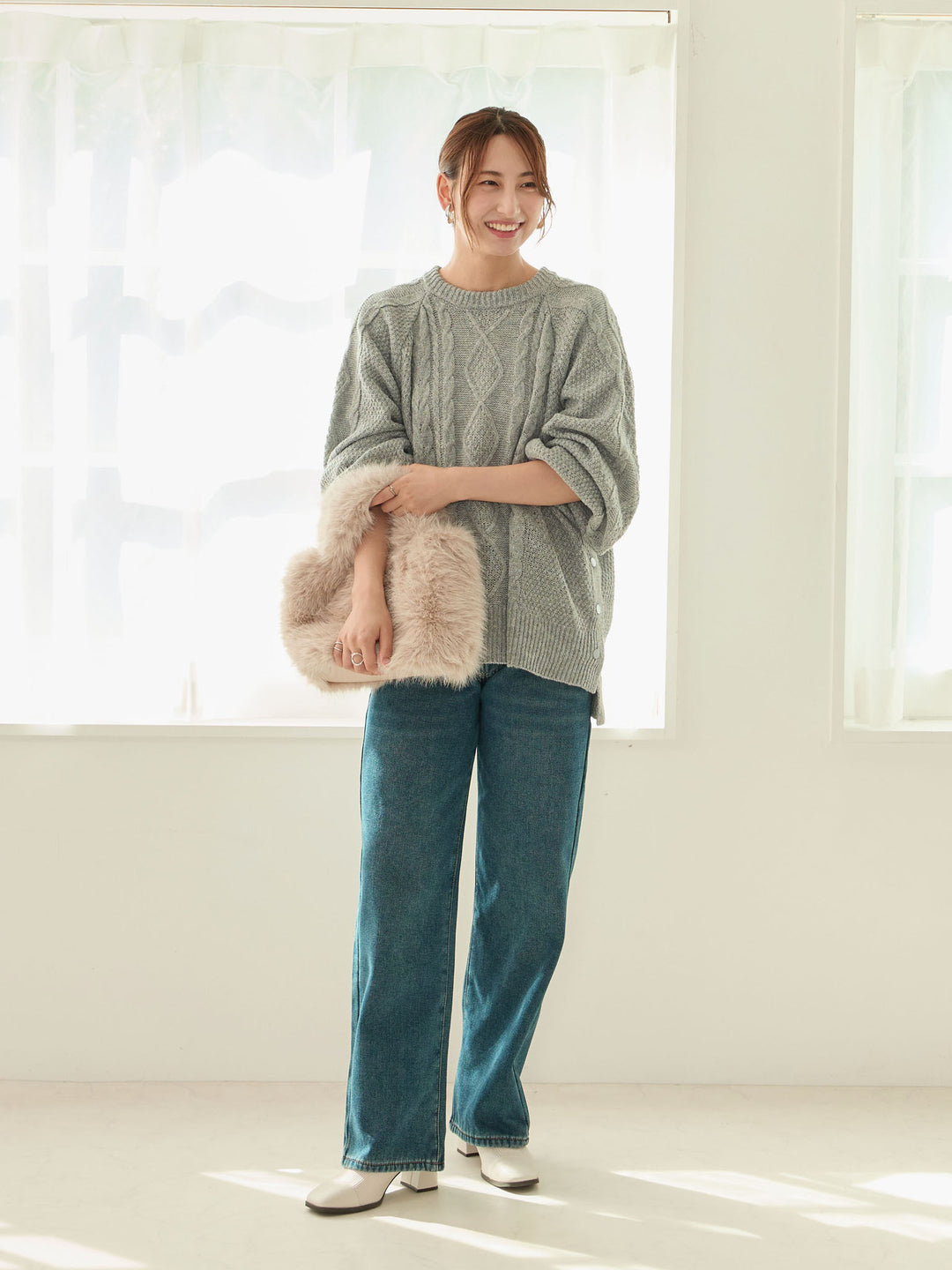 蟒蛇纹衬里长款牛仔布