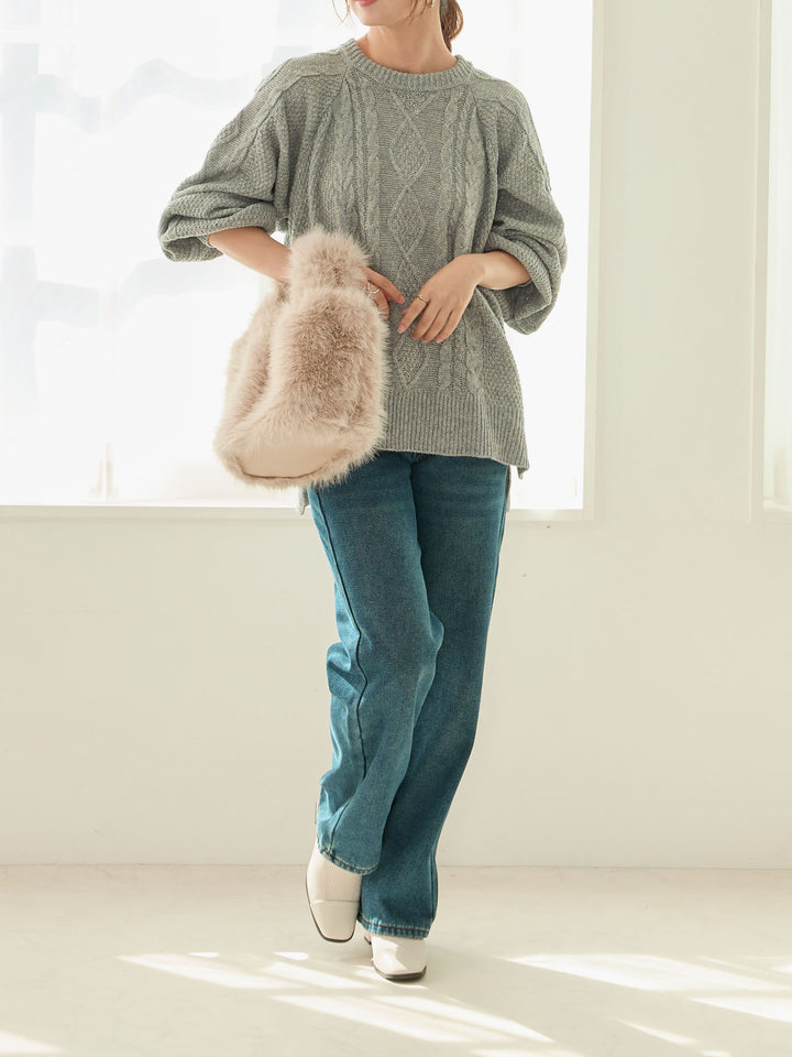 蟒蛇纹衬里长款牛仔布