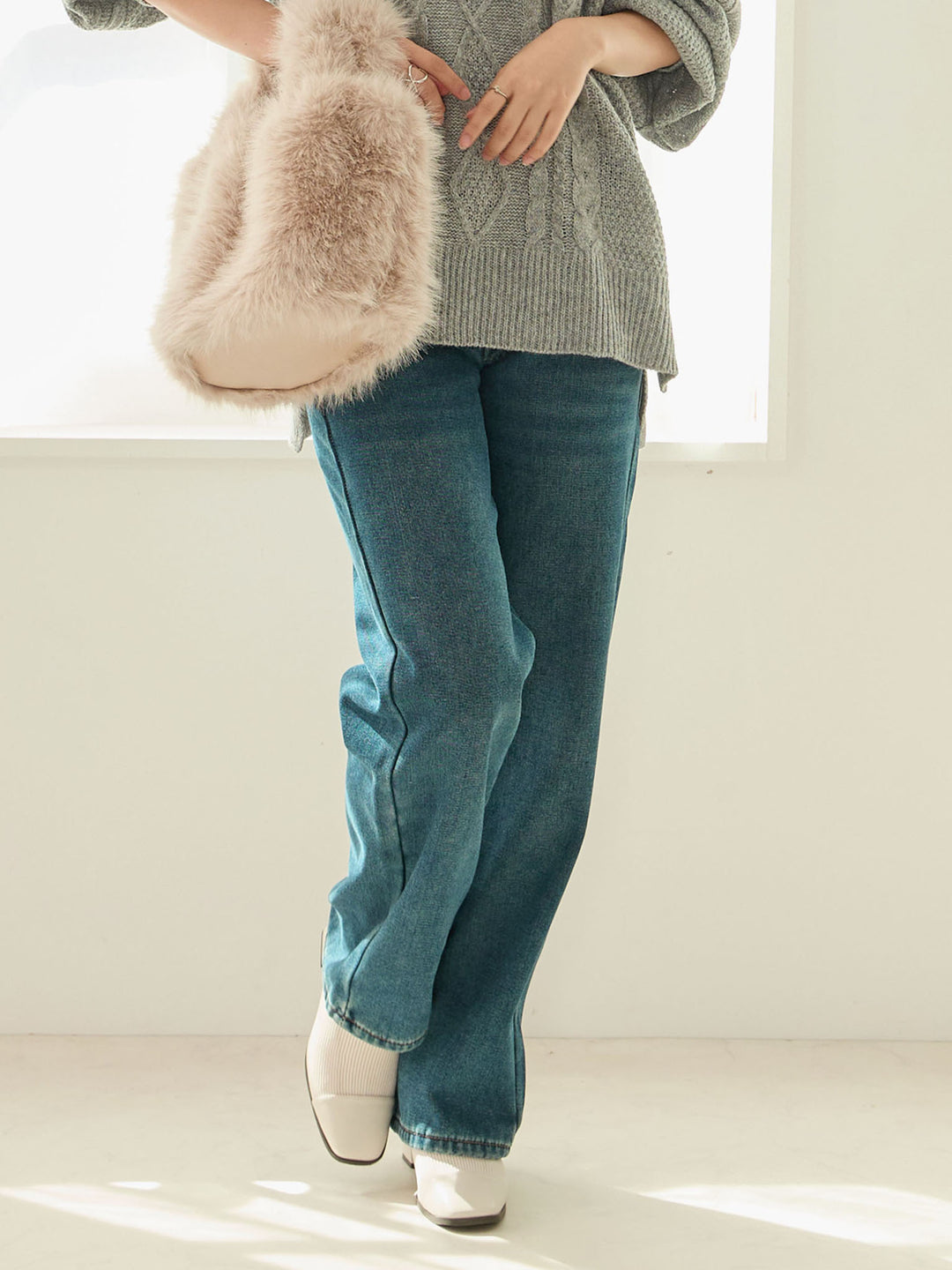 蟒蛇纹衬里长款牛仔布