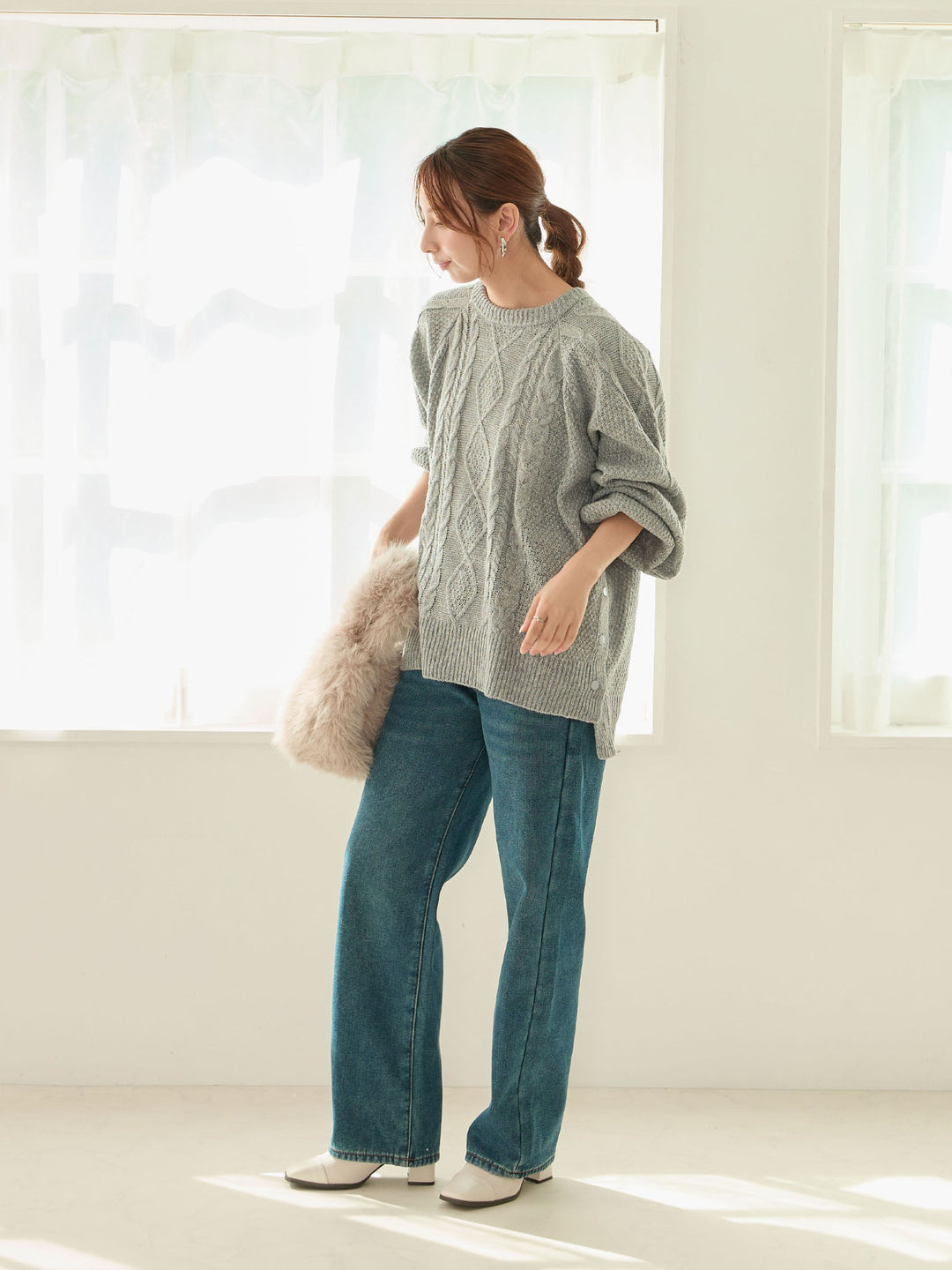 蟒蛇纹衬里长款牛仔布