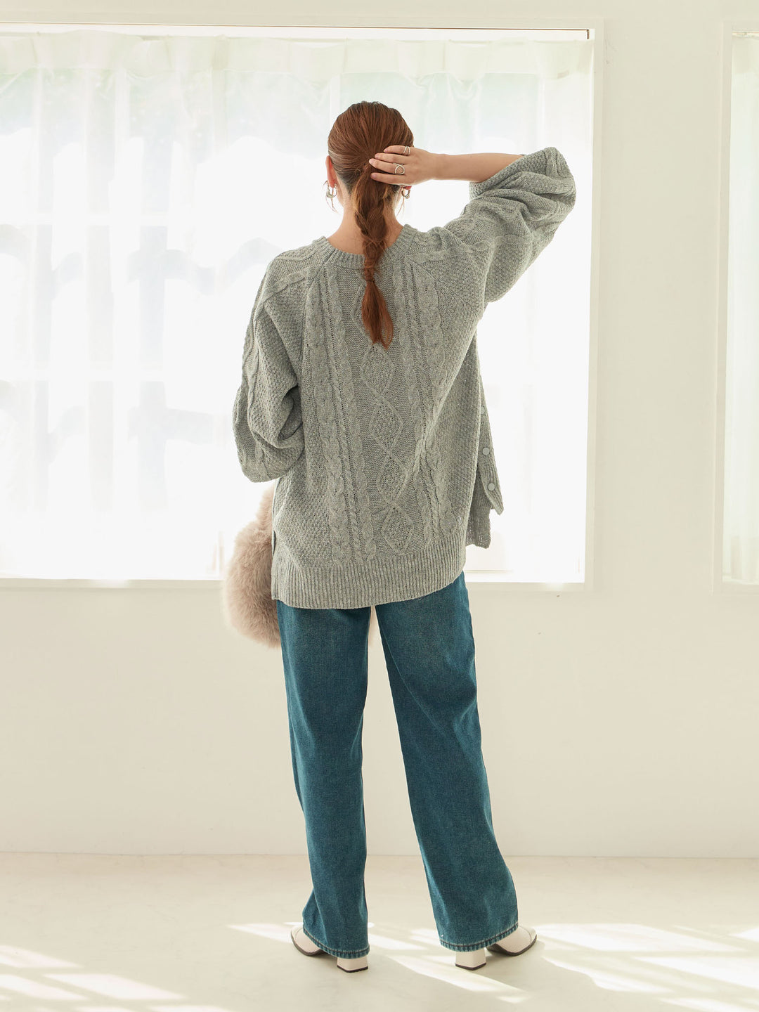 蟒蛇纹衬里长款牛仔布