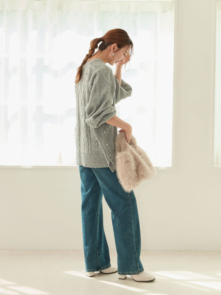 蟒蛇纹衬里长款牛仔布