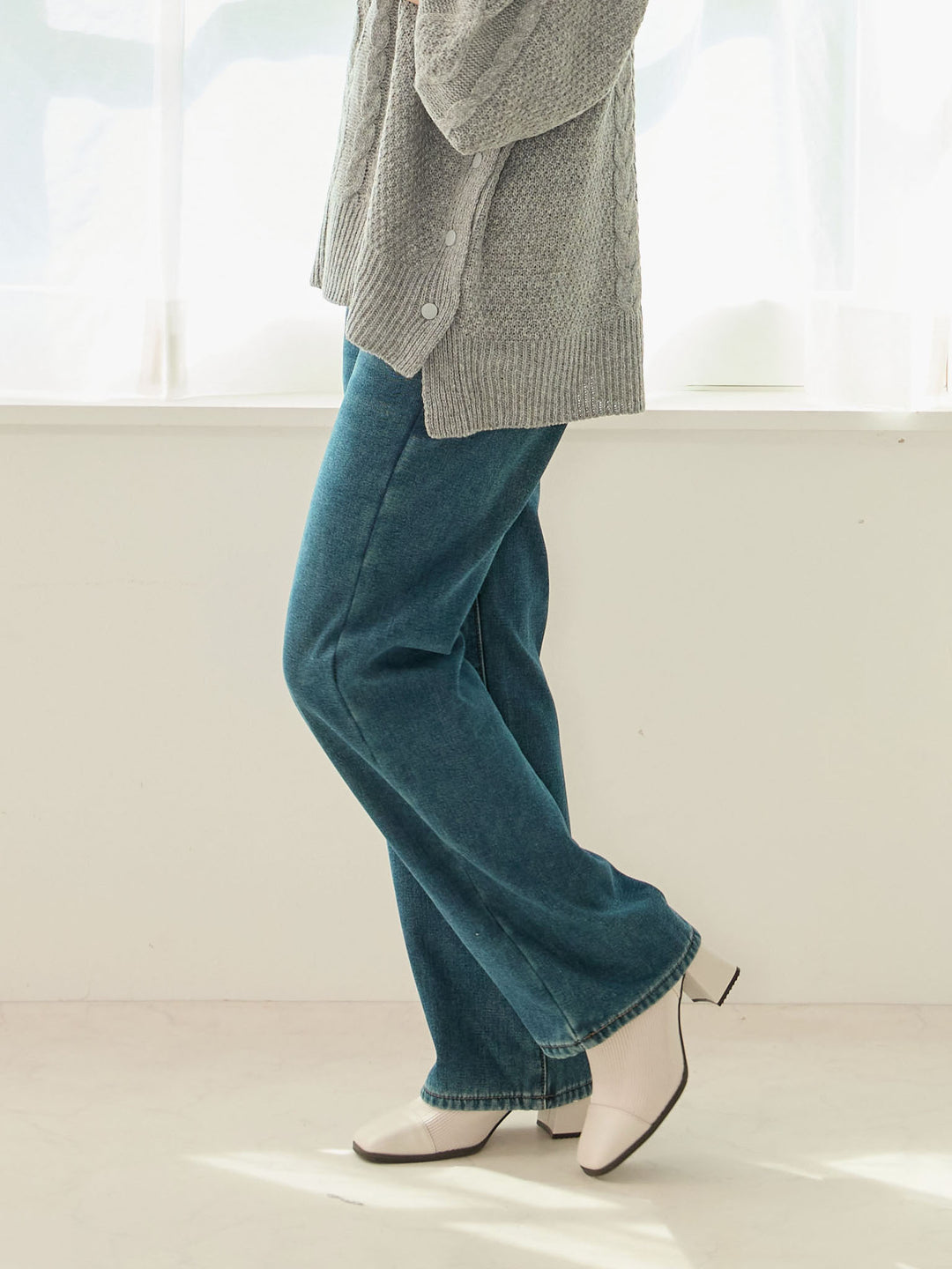 蟒蛇纹衬里长款牛仔布