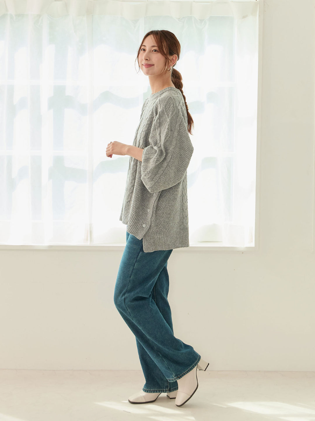 蟒蛇纹衬里长款牛仔布