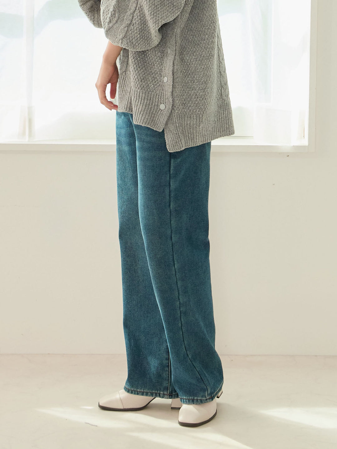 蟒蛇纹衬里长款牛仔布