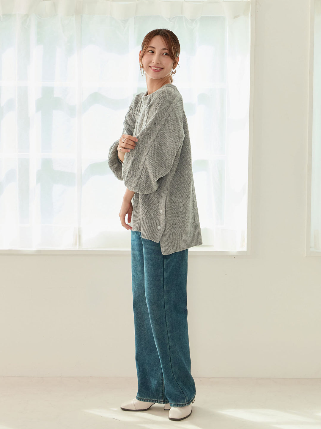 蟒蛇纹衬里长款牛仔布