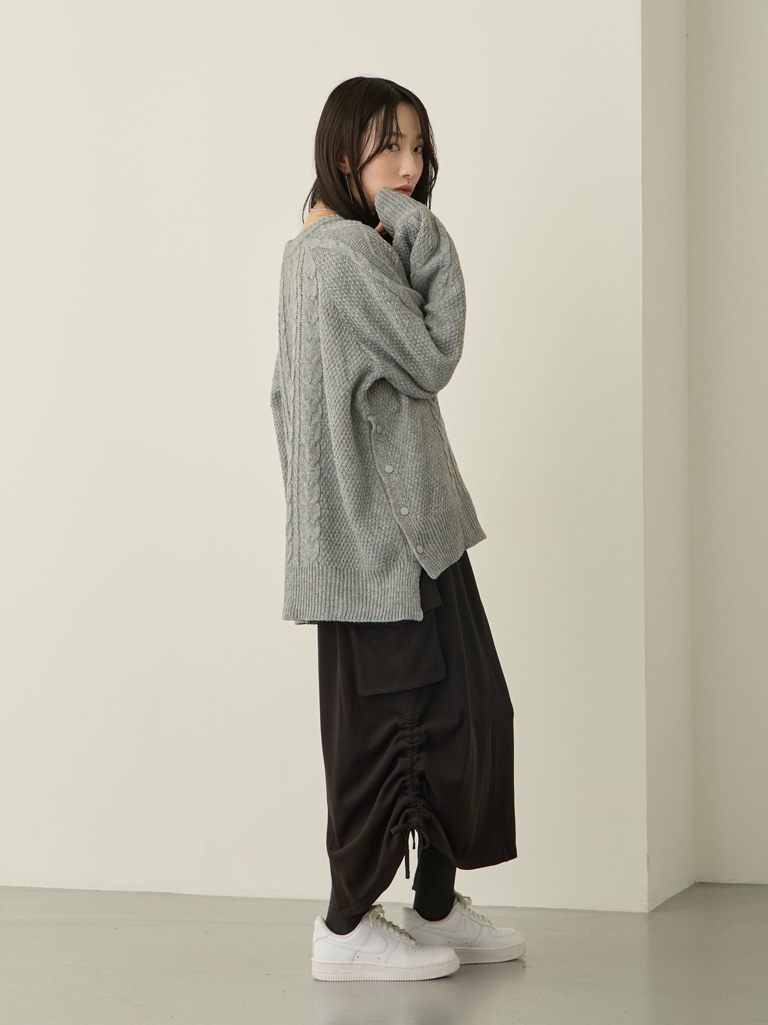 ケーブルニットトップス授乳ケープ一体型 Gray – honono for mom&baby