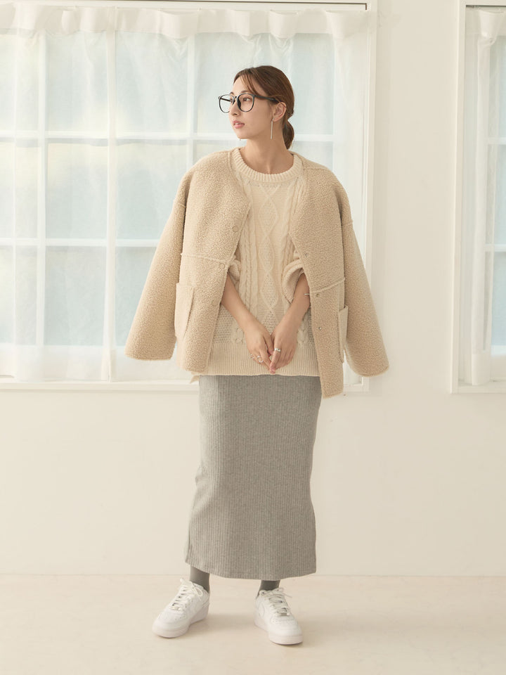 双面 Boa Ducker 夹克，米色